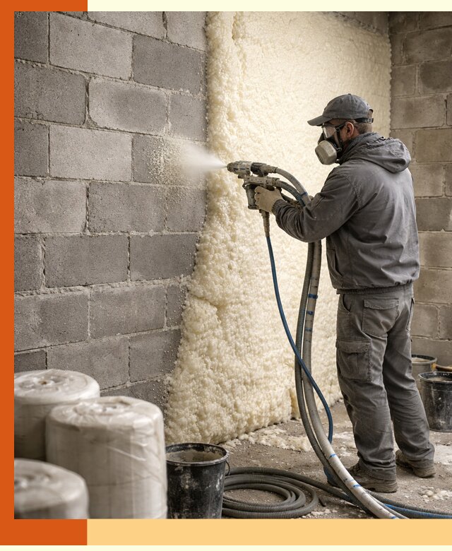 Утепление блочной стены ППУ в Нижнекамске качественно и надёжно