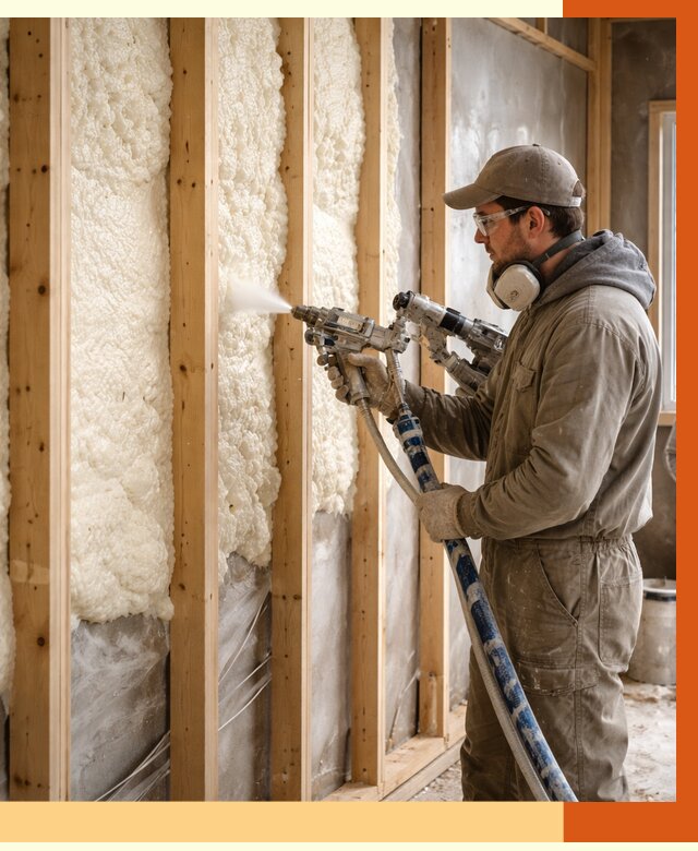 Утепление каркасной стены ППУ в Нижнекамске от 4309 руб./м2 под ключ | ТепломастерНжм