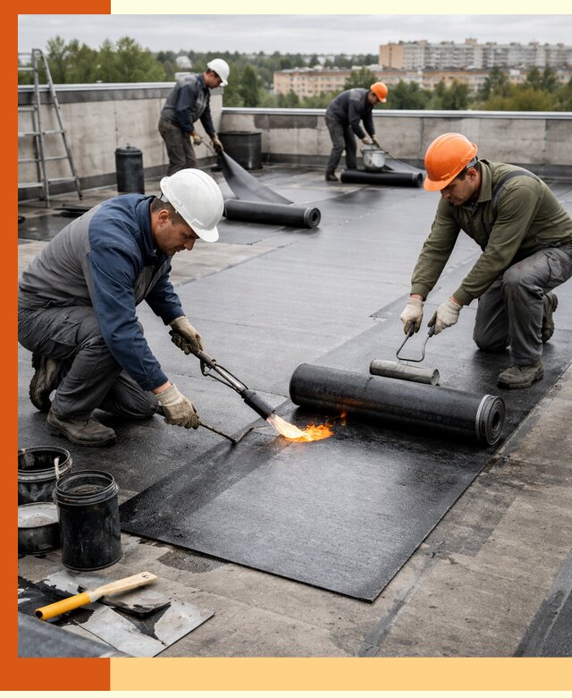 Профессиональная гидроизоляция плоской кровли в Нижнекамске
